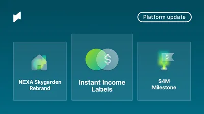 Mise a jour Binaryx avril 2025 : labels de revenus instantanes, rebranding Nexa SkyGarden, cap des 4M$