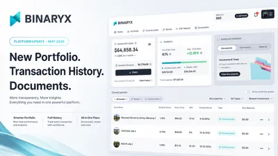 Binaryx Platform Update: May 2026 — New Portfolio, Transaction History & Documents