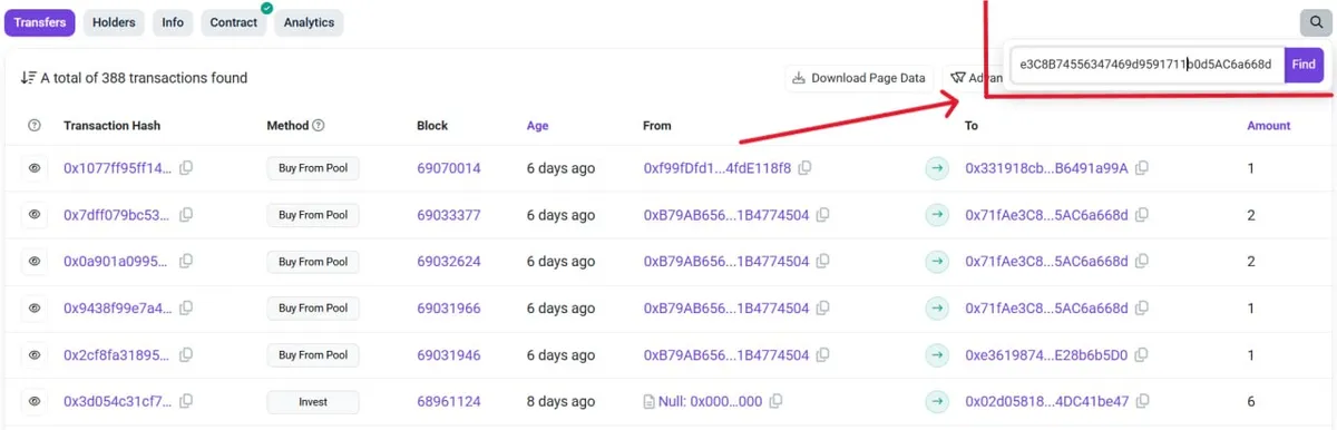 use the search function at the top of the Transfers page
