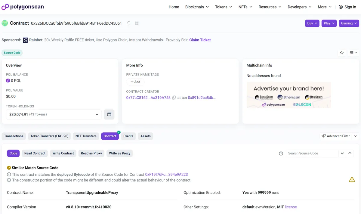 click on the "Contract" tab and stay in the "Code" section