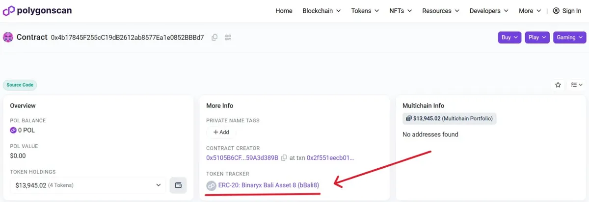 click on the token hyperlink under the "Token Tracker"