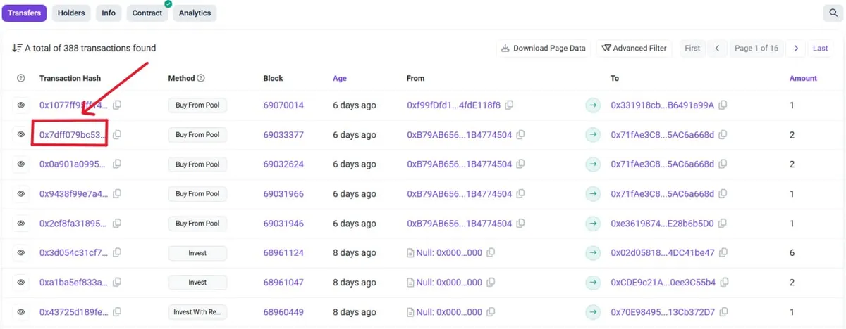 click on its transaction hash
