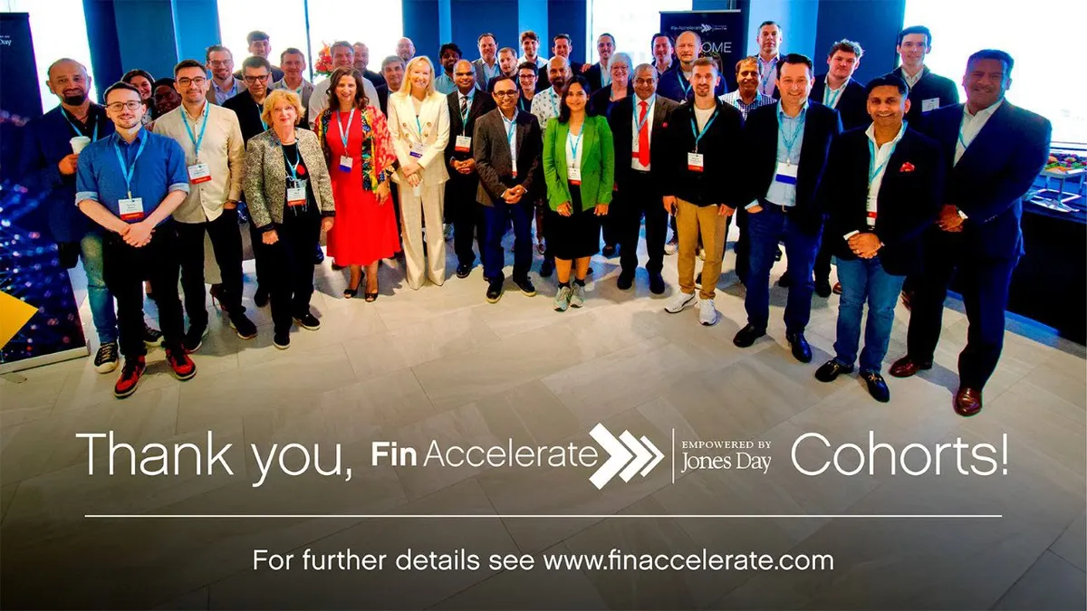 Group photo of the Fin Accelerate cohort, empowered by Jones Day