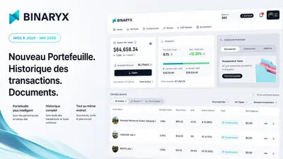 Mise à jour Binaryx : mai 2026 — nouveau Portefeuille, Historique des transactions et Documents