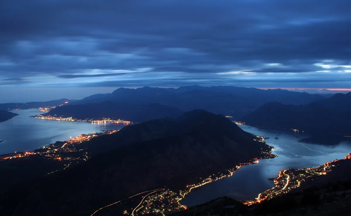 Bay of Kotor at night
