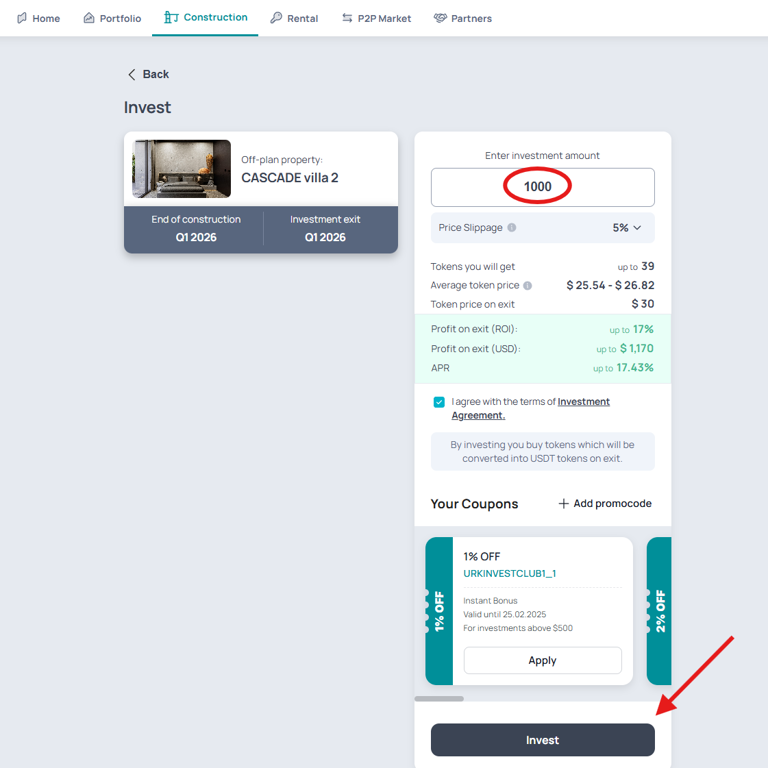 Buy Construction tokens — 3